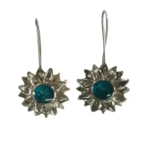 green sunflower earrings