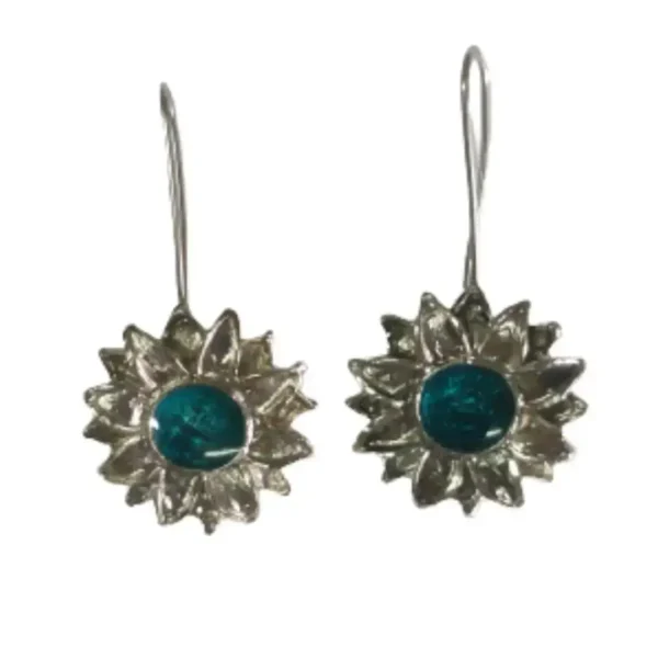 green sunflower earrings